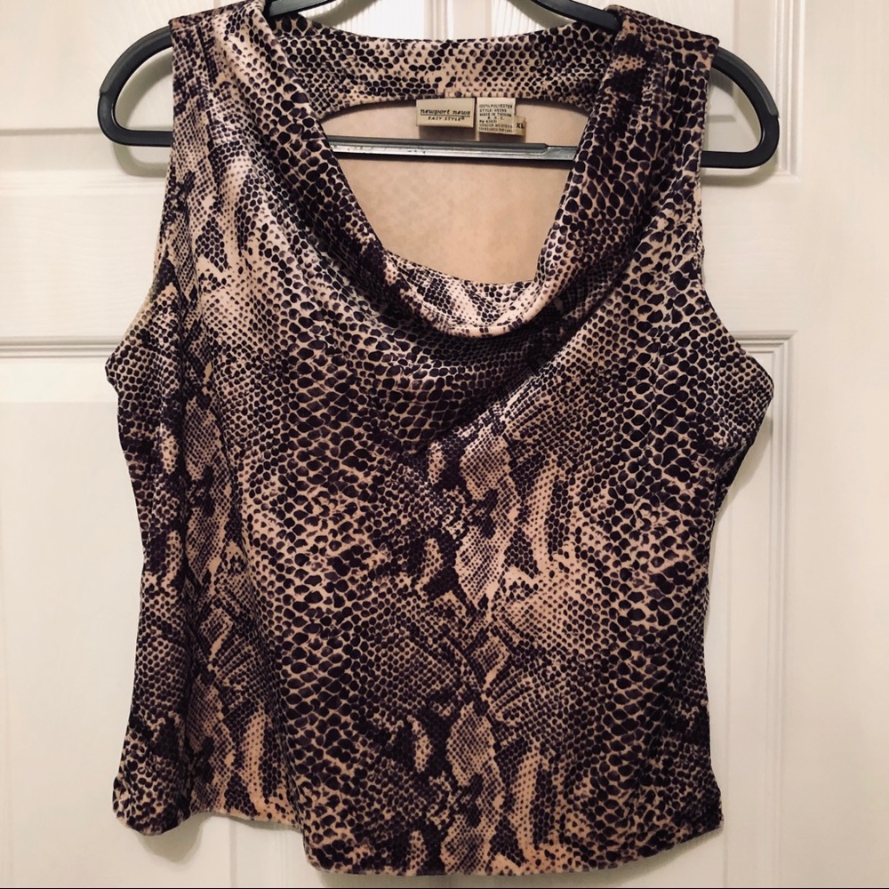 Newport News Easy Style Faux Snakeskin Cowl XL Top